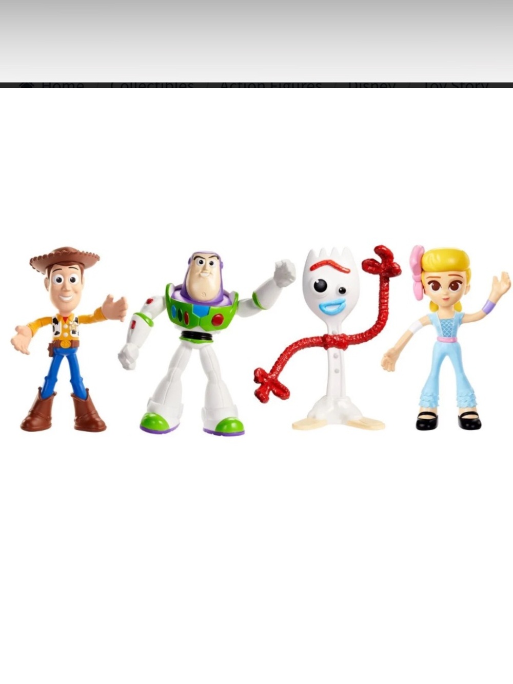 Pre-Owned Disney Toy Story 4 Bendable Figure Set Woody, Buzz, Forky & Bo Peep